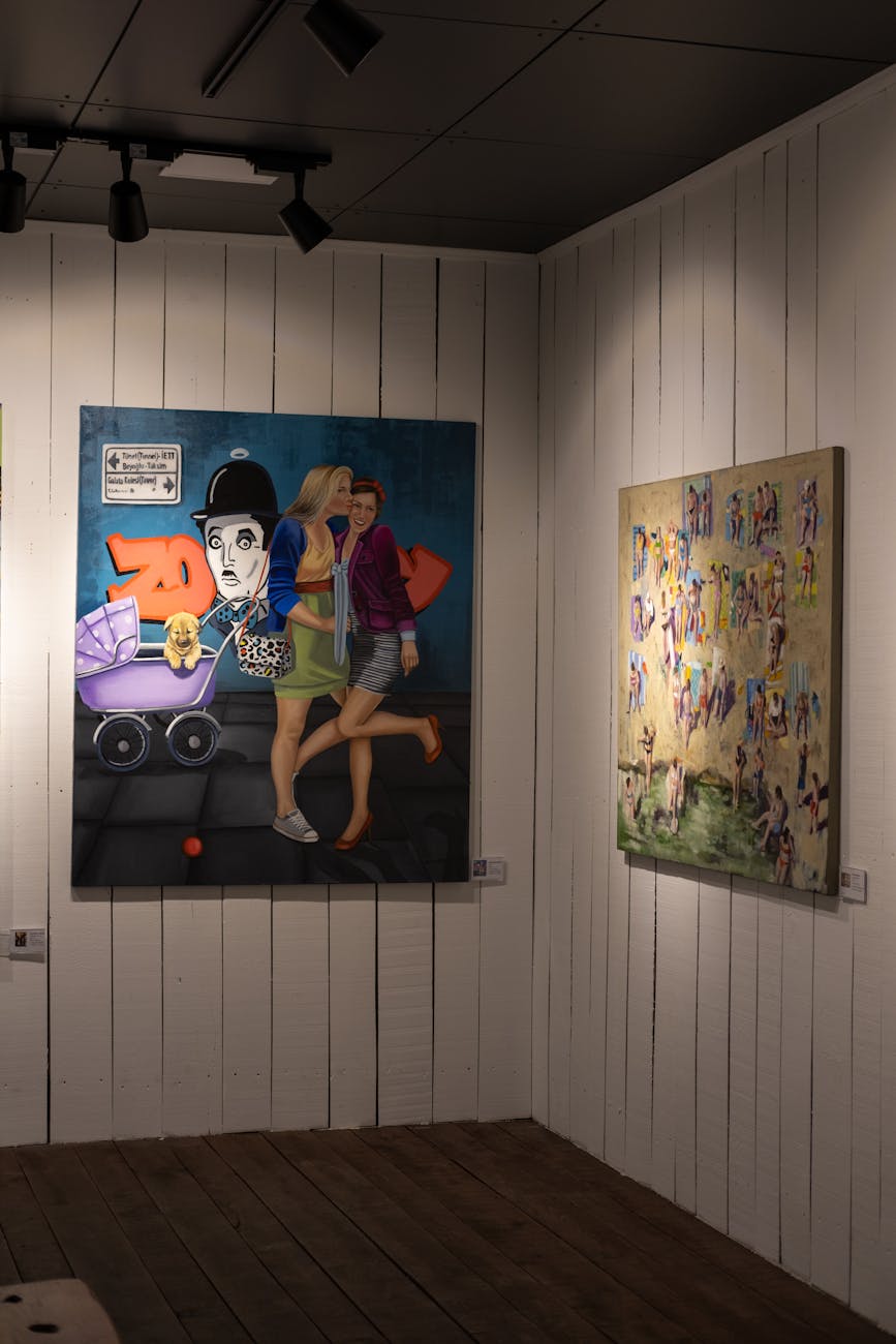 Van Gogh Museum interior with paintings displayed on white walls