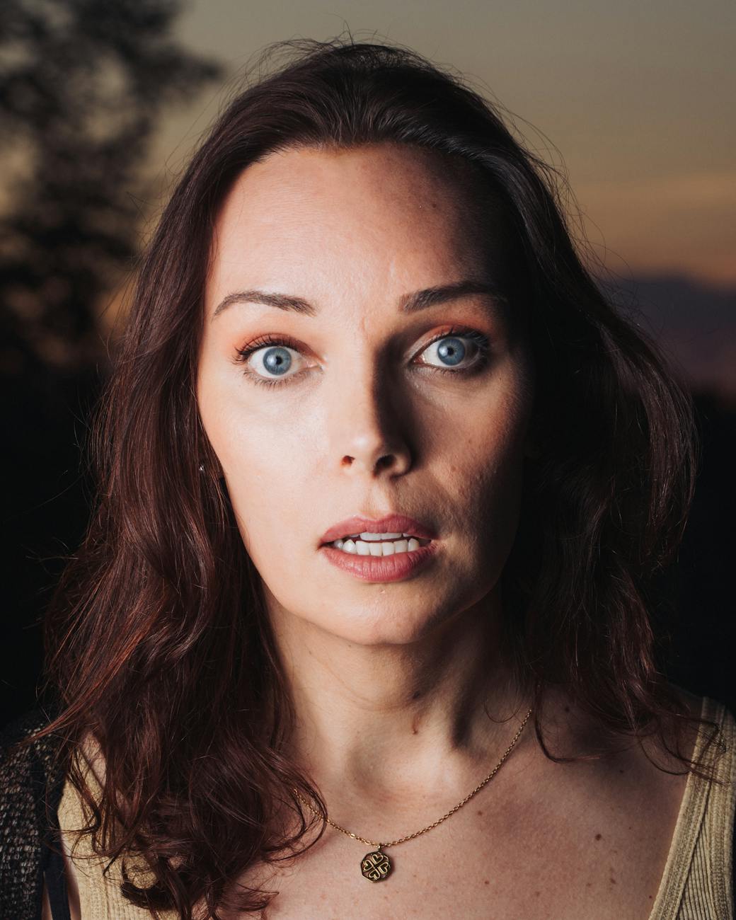 Vincent van Gogh self portrait with intense gaze and blue background